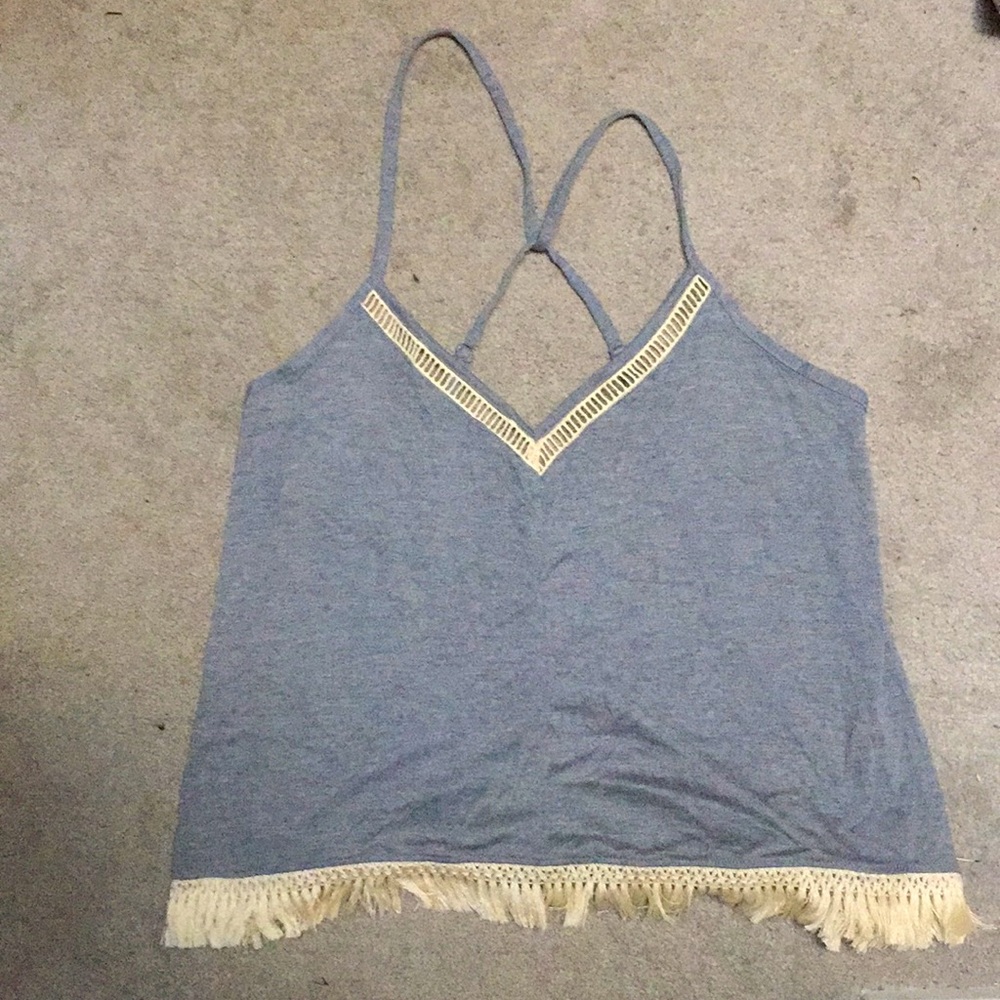 Medium blue tank top lace trim Xhilaration